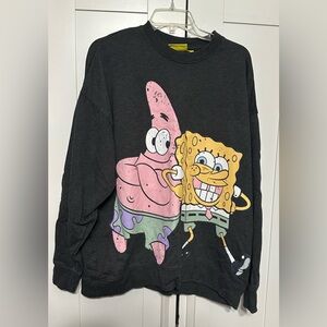 SpongeBob Squarepants Black Crewneck with Pink, Yellow & Green Graphic